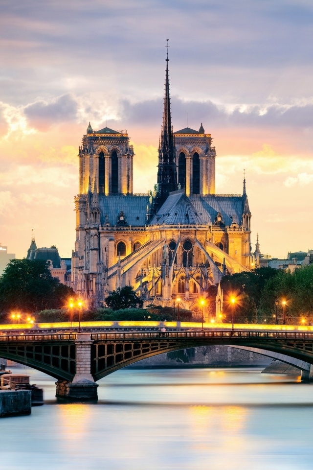 Fondo de pantalla Notre Dame de Paris Catholic Cathedral 640x960