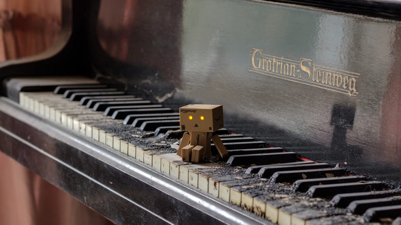 Danbo Pianist wallpaper 1366x768