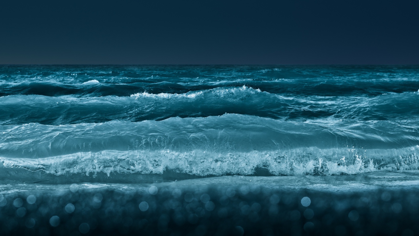 Screenshot №1 pro téma Big Blue Waves At Night 1366x768
