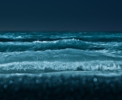 Das Big Blue Waves At Night Wallpaper 176x144