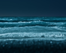 Das Big Blue Waves At Night Wallpaper 220x176