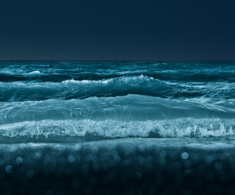 Big Blue Waves At Night wallpaper 480x400