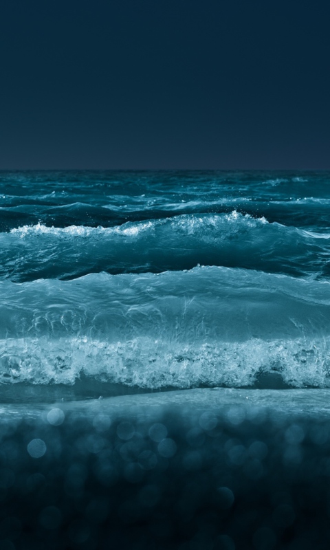 Das Big Blue Waves At Night Wallpaper 480x800