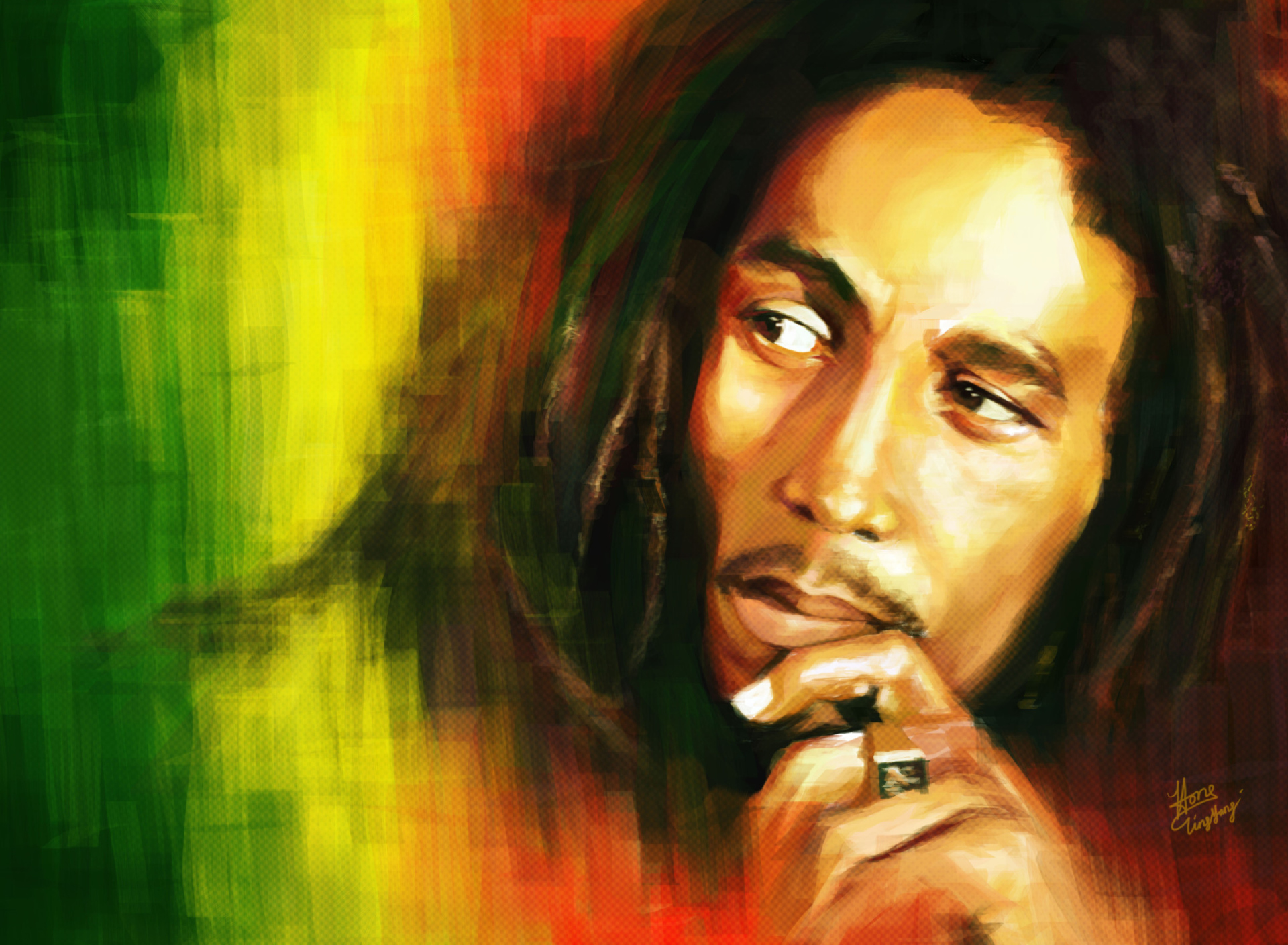 Das Bob Marley Drawing Wallpaper 1920x1408