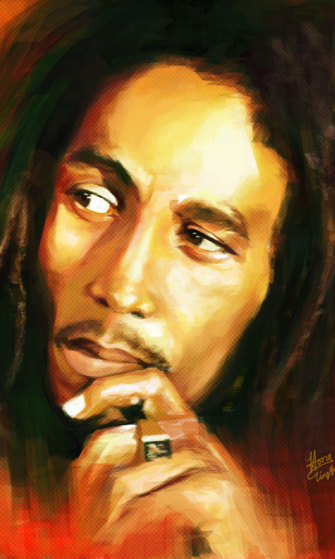 Fondo de pantalla Bob Marley Drawing 480x800