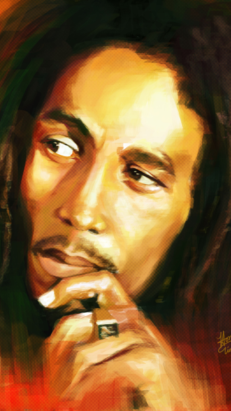 Fondo de pantalla Bob Marley Drawing 750x1334
