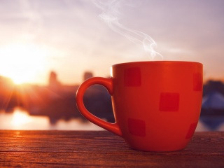 Good Morning with Coffee wallpaper 320x240