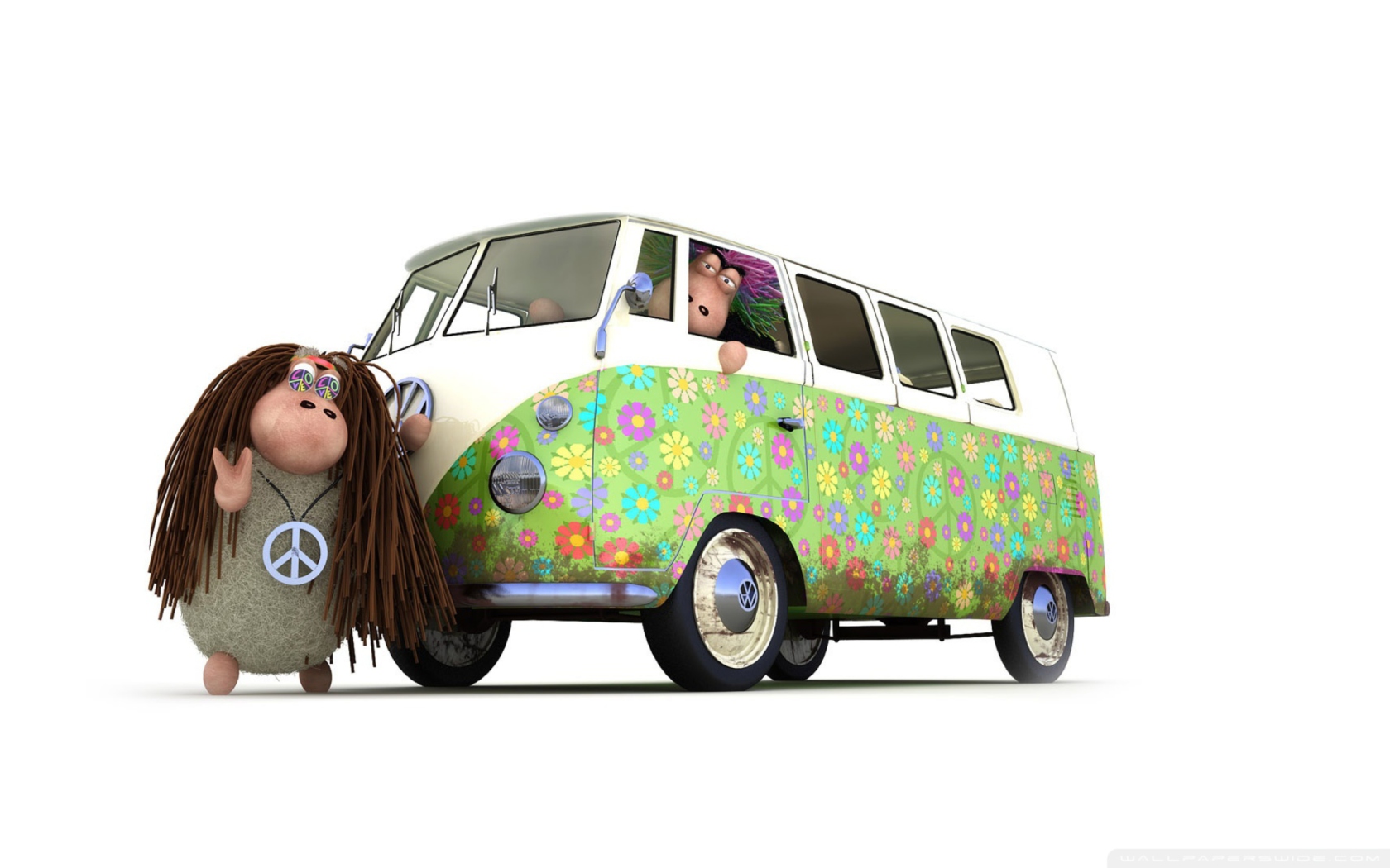 Hippies Sheeps wallpaper 1680x1050