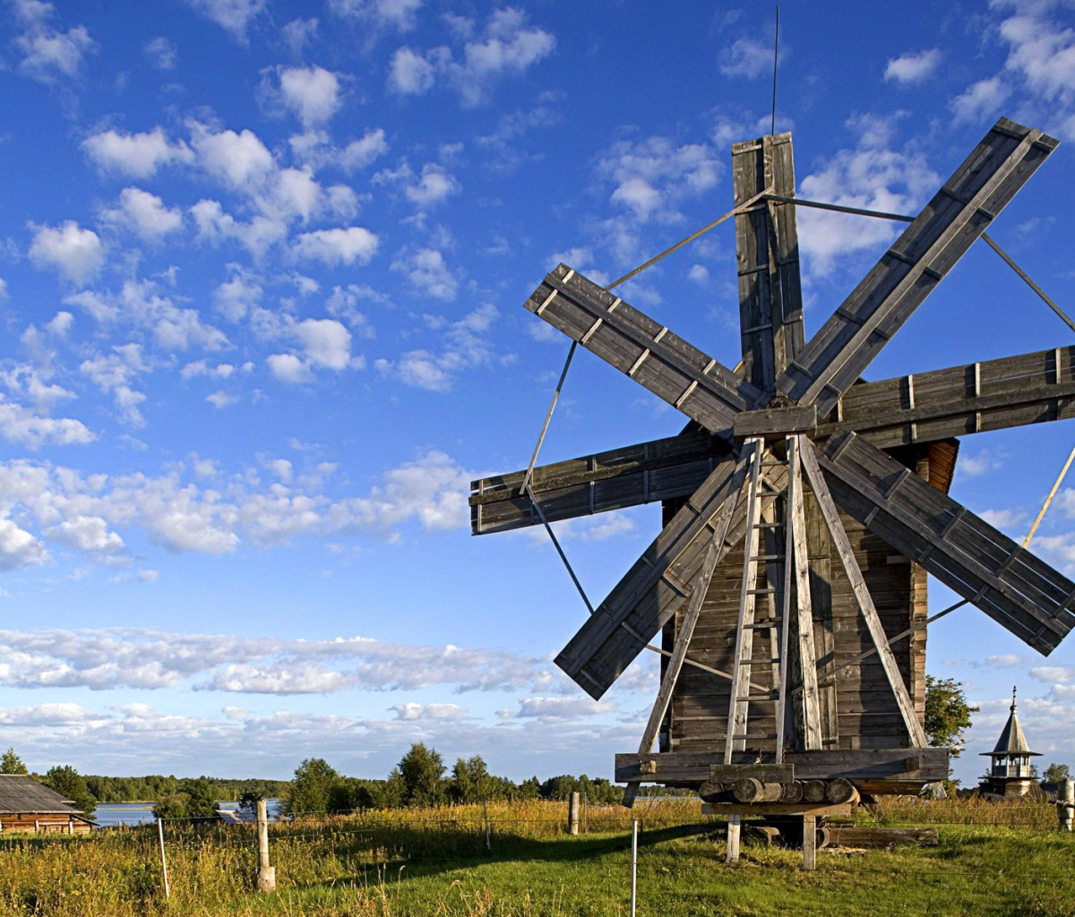 Sfondi Kizhi Island with wooden Windmill 1200x1024