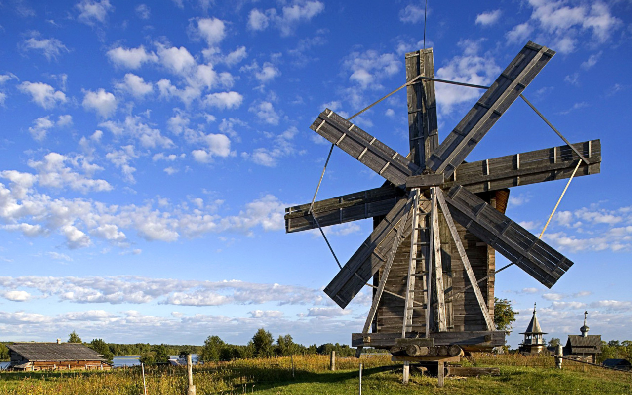 Sfondi Kizhi Island with wooden Windmill 1280x800