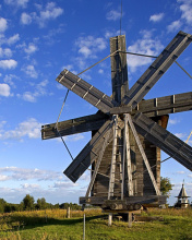 Fondo de pantalla Kizhi Island with wooden Windmill 176x220