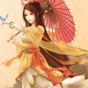 Обои Japanese Woman & Butterfly 128x128