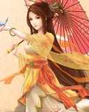 Screenshot №1 pro téma Japanese Woman & Butterfly 128x160