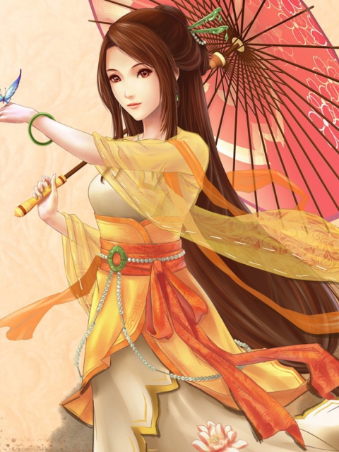 Screenshot №1 pro téma Japanese Woman & Butterfly 480x640