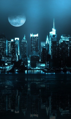 Das City In Moonlight Wallpaper 240x400