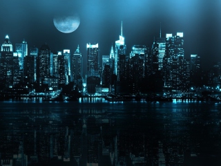 Das City In Moonlight Wallpaper 320x240