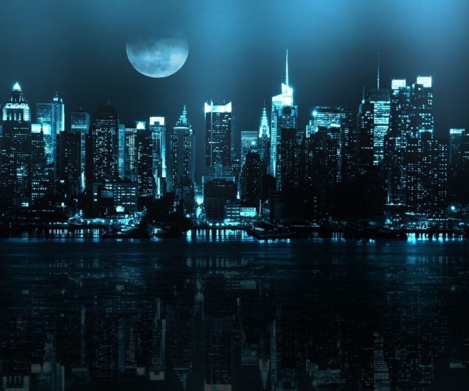 City In Moonlight wallpaper 960x800