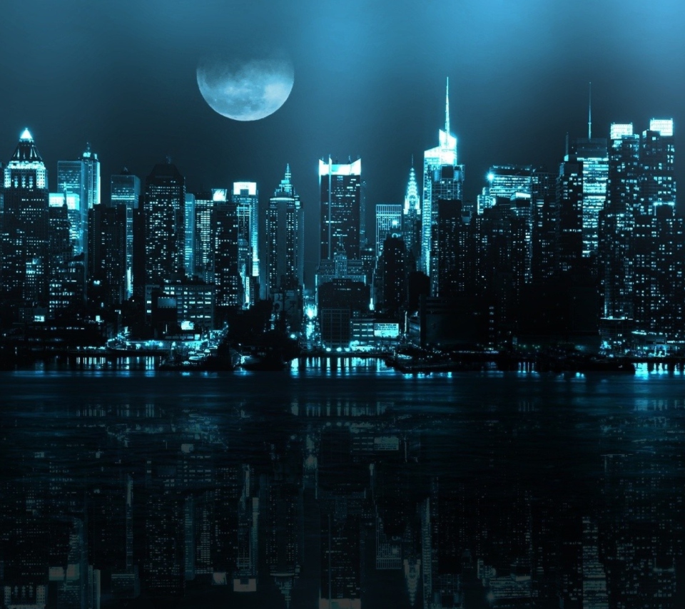 Das City In Moonlight Wallpaper 960x854