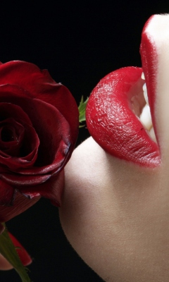 Screenshot №1 pro téma Red Rose - Red Lips 240x400