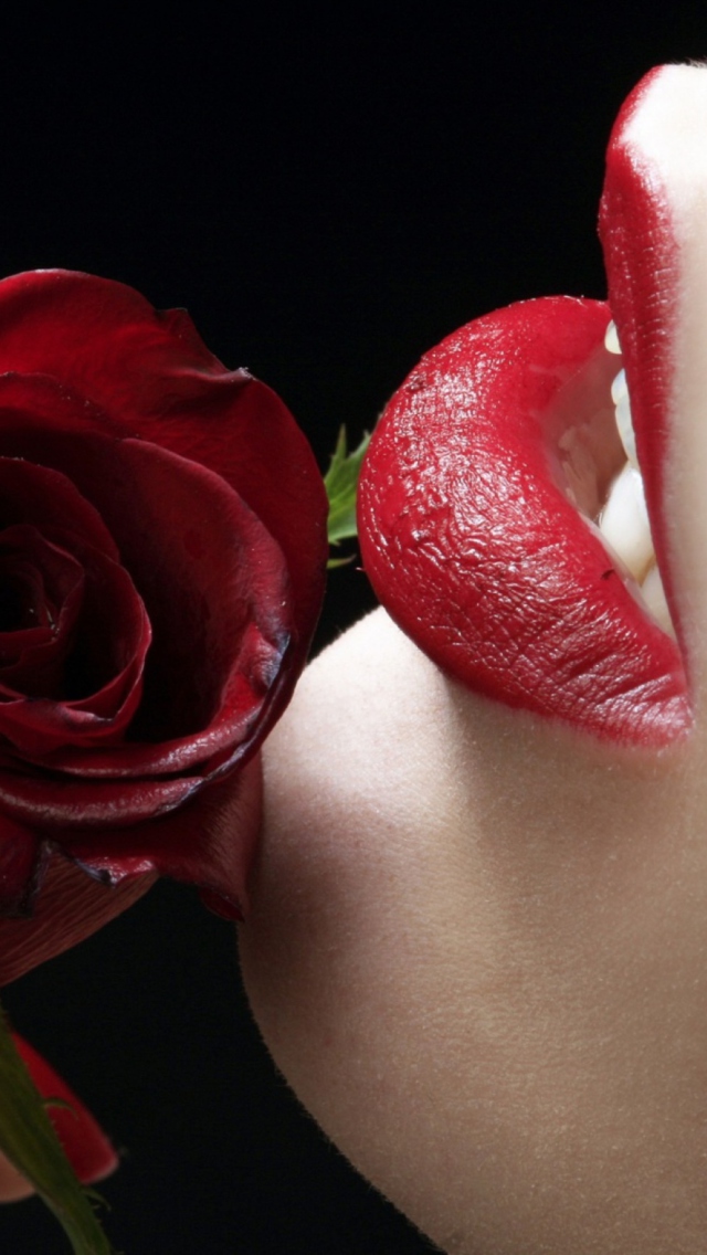 Sfondi Red Rose - Red Lips 640x1136