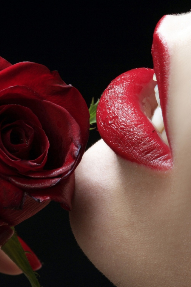 Sfondi Red Rose - Red Lips 640x960