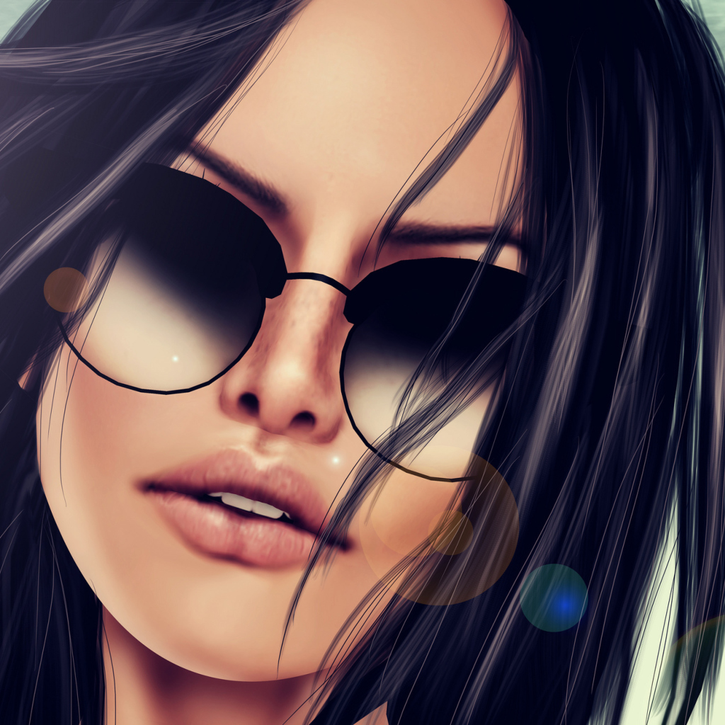 Fondo de pantalla 3D Girl's Face In Sunglasses 1024x1024