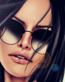 Das 3D Girl's Face In Sunglasses Wallpaper 128x160
