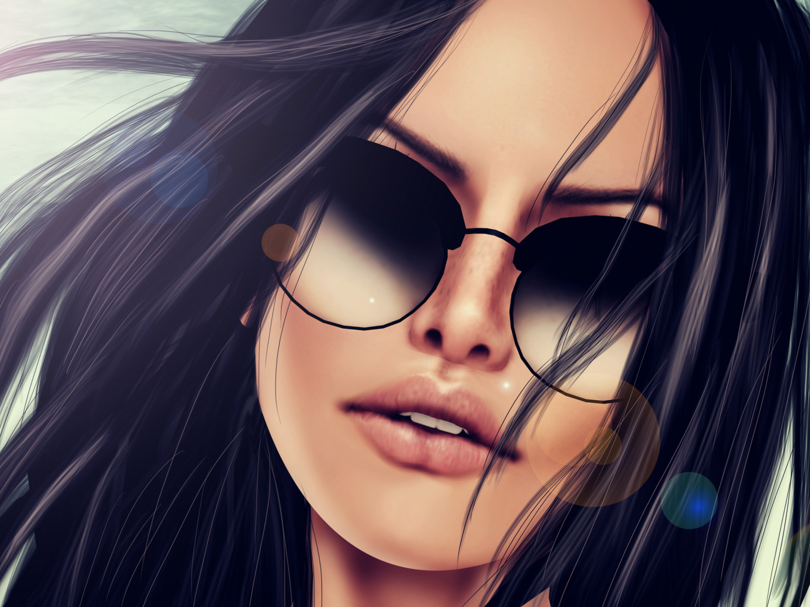 Sfondi 3D Girl's Face In Sunglasses 1600x1200