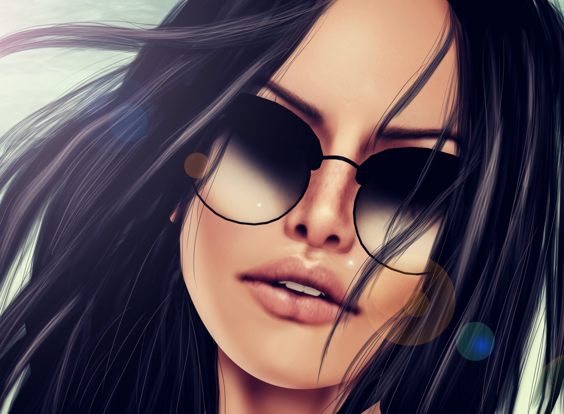 Fondo de pantalla 3D Girl's Face In Sunglasses 1920x1408