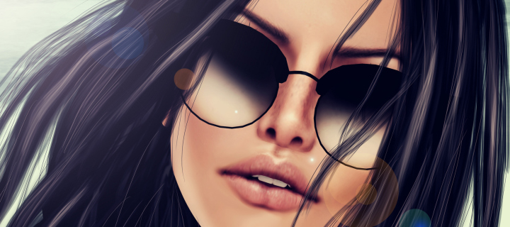 Screenshot №1 pro téma 3D Girl's Face In Sunglasses 720x320