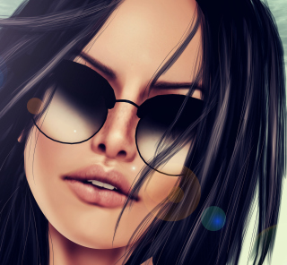 Kostenloses 3D Girl's Face In Sunglasses Wallpaper für iPad 2
