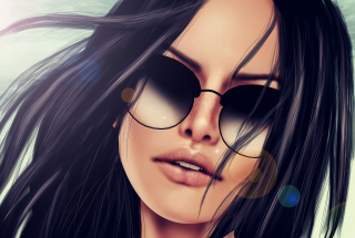 3D Girl's Face In Sunglasses Picture for Android, iPhone and iPad