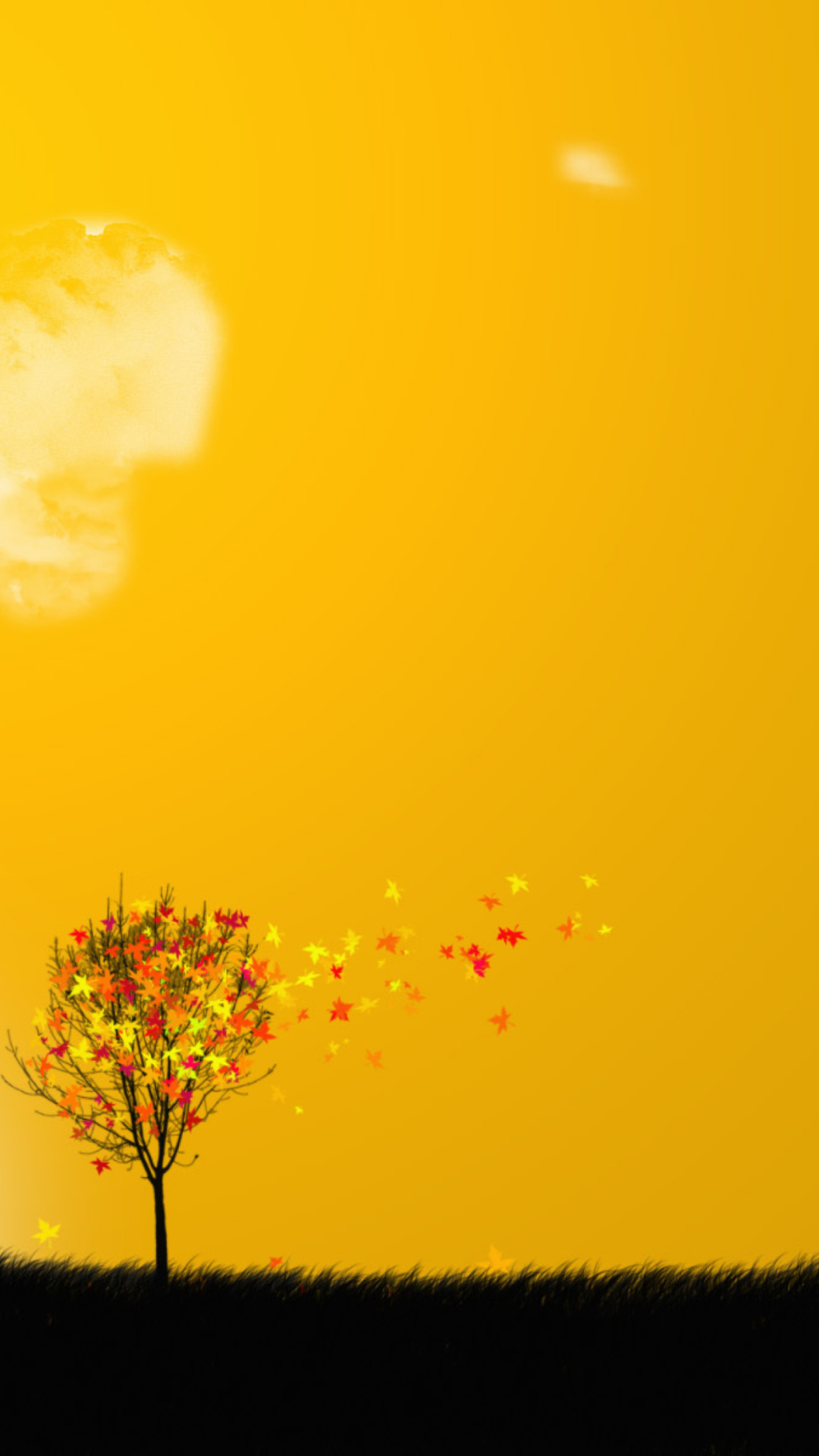 Обои Golden Autumn Illustration 1080x1920