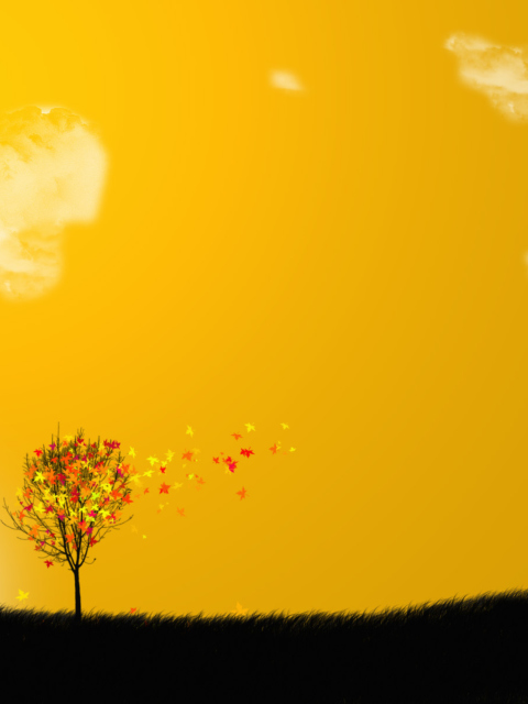 Обои Golden Autumn Illustration 480x640