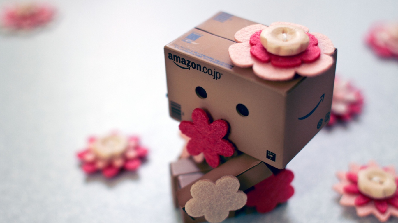 Danbo And Flowers wallpaper 1366x768
