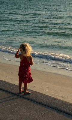 Child Looking At Sea wallpaper 240x400
