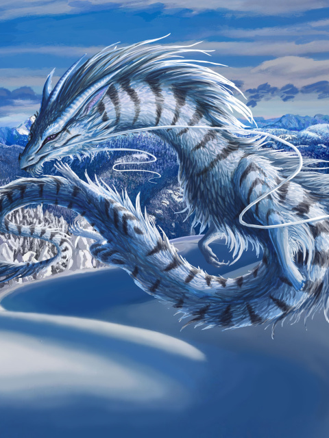 Das Winter Dragon Wallpaper 480x640