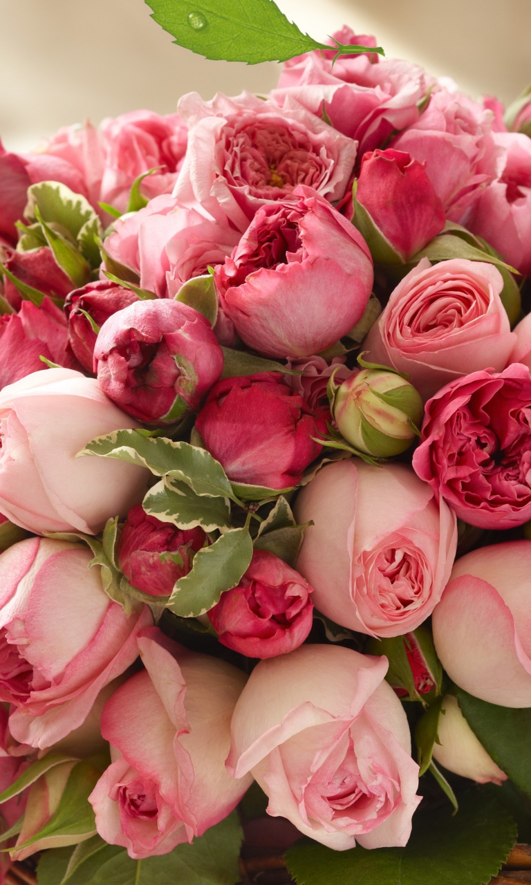 Fondo de pantalla Bouquet of pink roses 768x1280