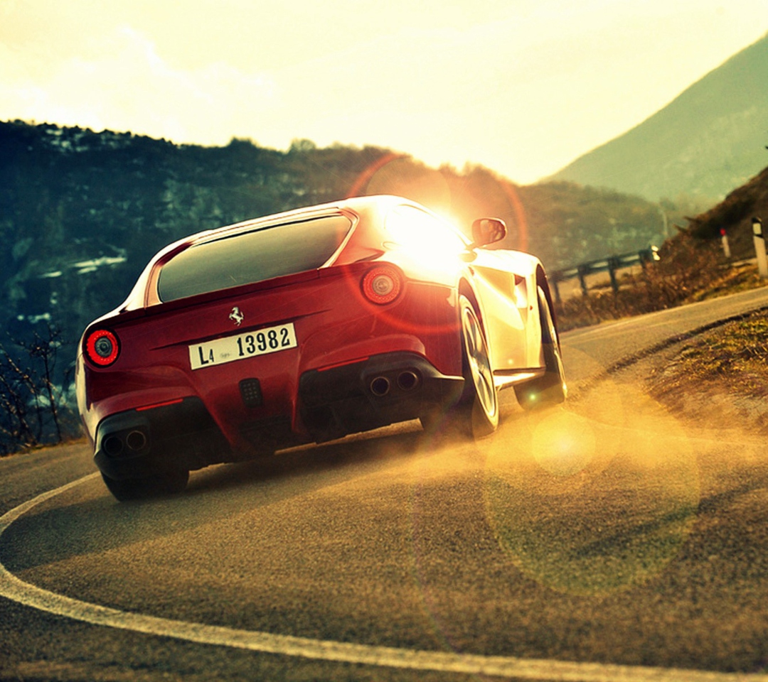 Обои Ferrari F12 Berlinetta At Sunset 1080x960