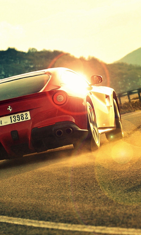 Sfondi Ferrari F12 Berlinetta At Sunset 480x800