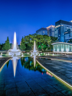 Das Wadakura Fountain Park in Tokyo Wallpaper 240x320