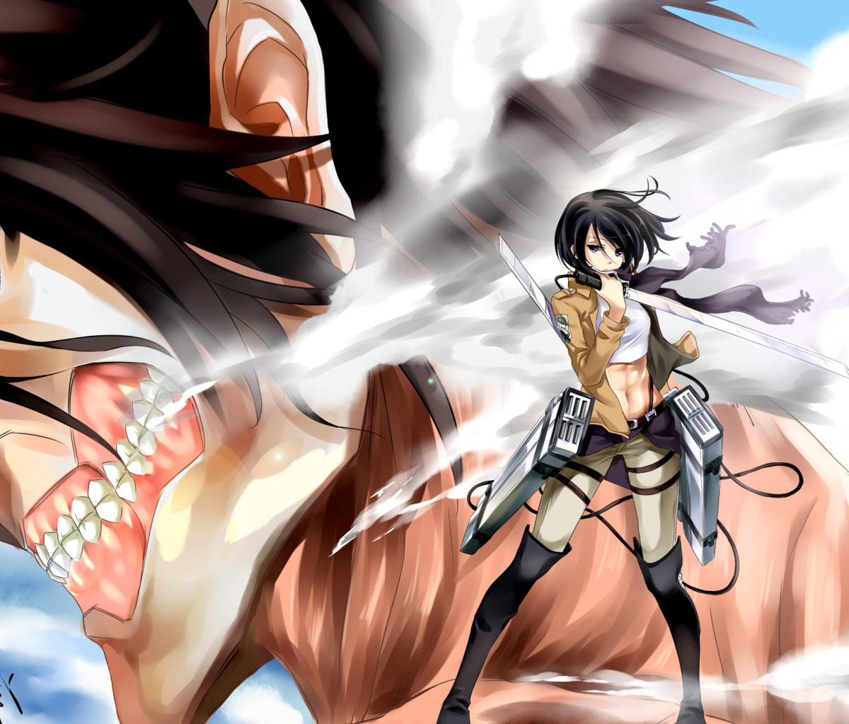 Mikasa Ackerman from Attack on Titan wallpaper 1200x1024