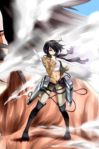 Screenshot №1 pro téma Mikasa Ackerman from Attack on Titan 320x480