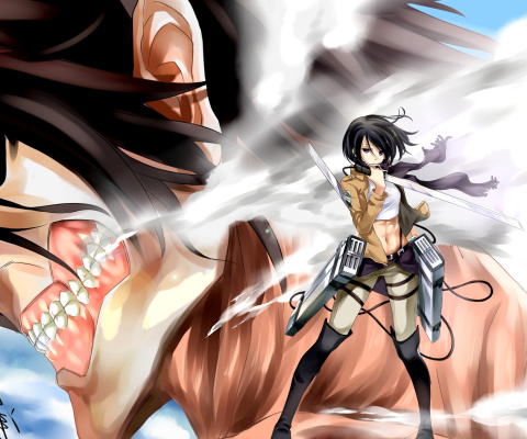 Mikasa Ackerman from Attack on Titan wallpaper 480x400