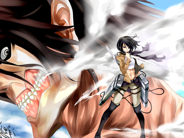 Mikasa Ackerman from Attack on Titan wallpaper 640x480