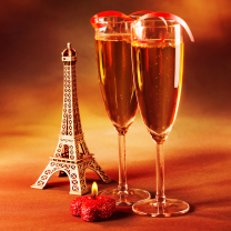 Das Paris Mini Eiffel Tower And Champagne Wallpaper 208x208