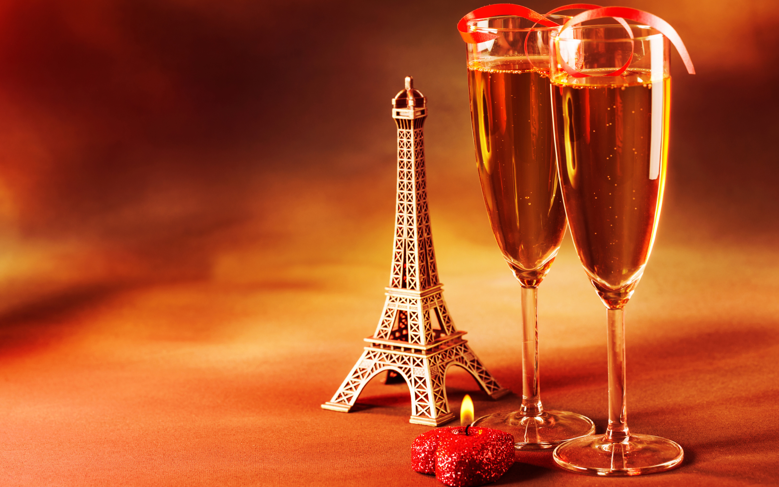 Paris Mini Eiffel Tower And Champagne wallpaper 2560x1600