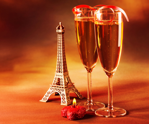 Sfondi Paris Mini Eiffel Tower And Champagne 480x400