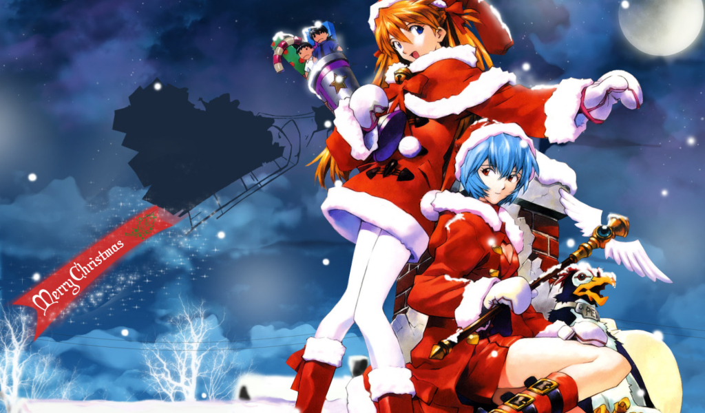Cute Anime Christmas wallpaper 1024x600