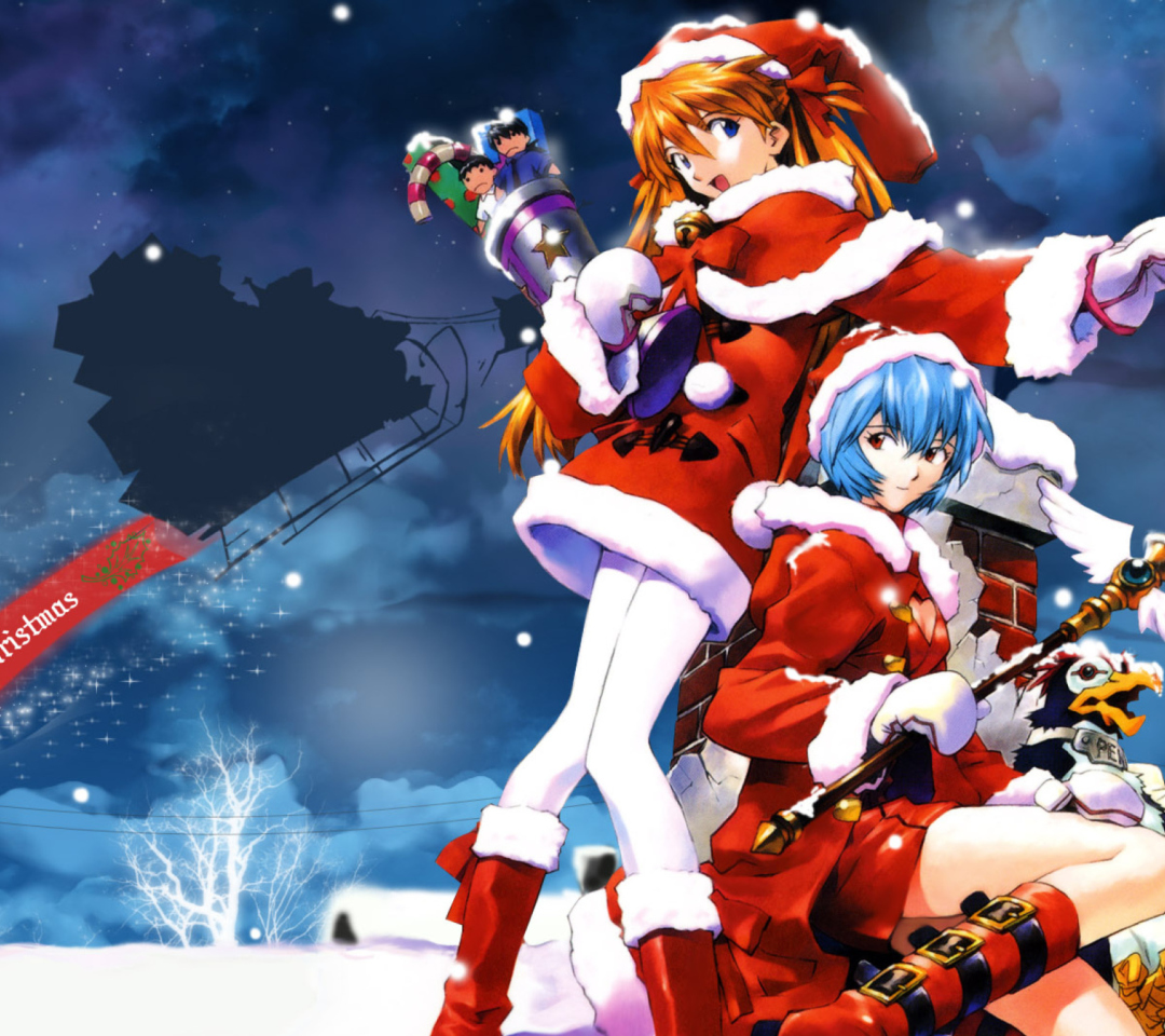 Das Cute Anime Christmas Wallpaper 1080x960